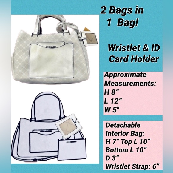 NWT Steve Madden Bparker Logo 2 bags Wristlet Satchel Crossbody ID card Holder - Picture 3 of 4